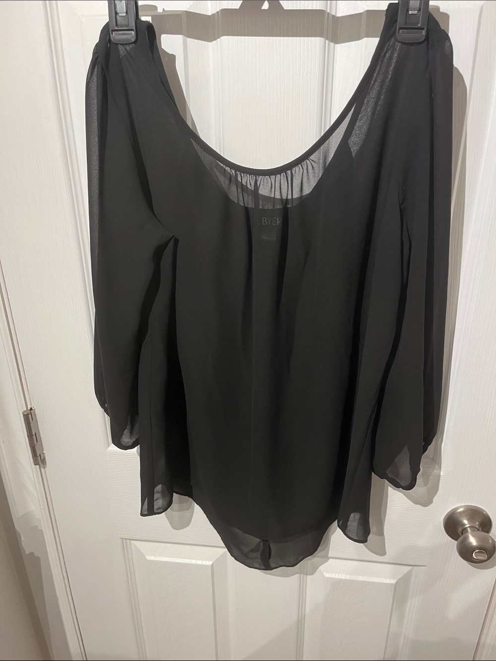 A. Byer Black Sheer Scoop-Neck Blouse